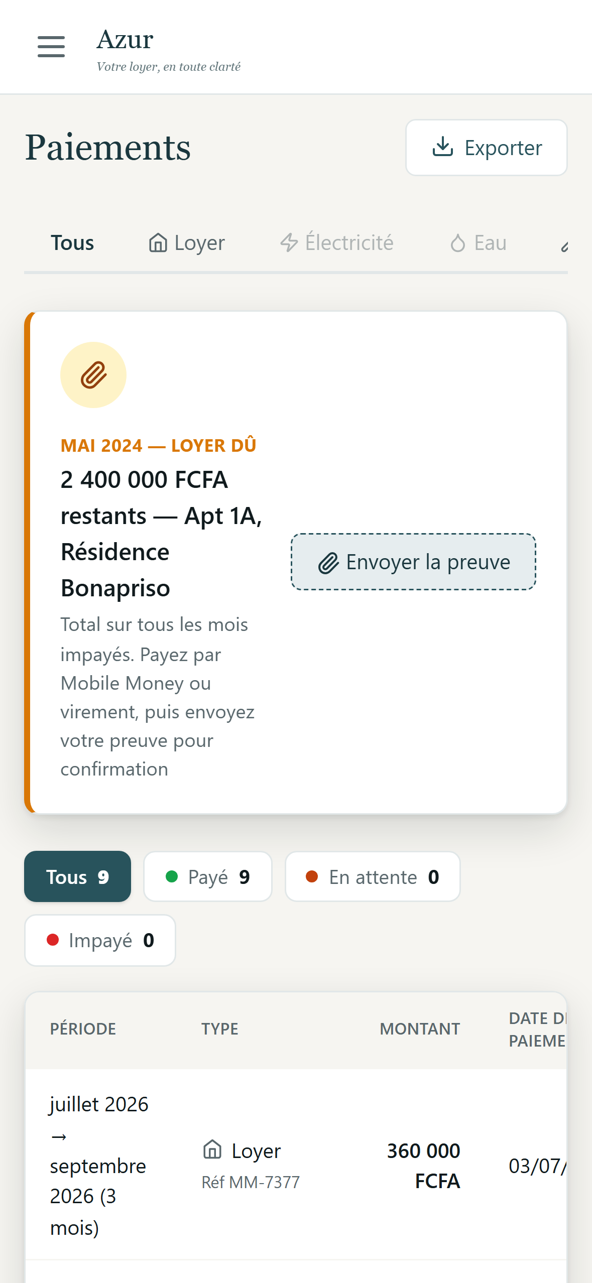 Tenant mobile portal